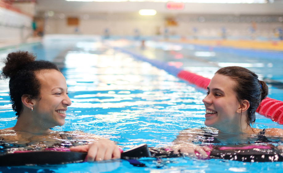 two women participating in an aquatic class