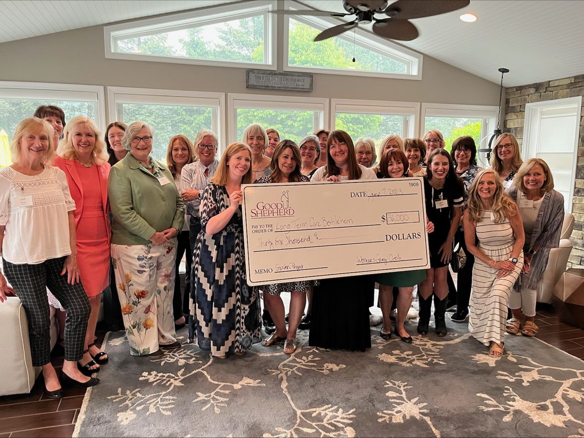 Good Shepherd Rehabilitation's Women's Giving Circle presents a $36,000 check in support of improvements to the garden at Good Shepherd Home - Bethlehem