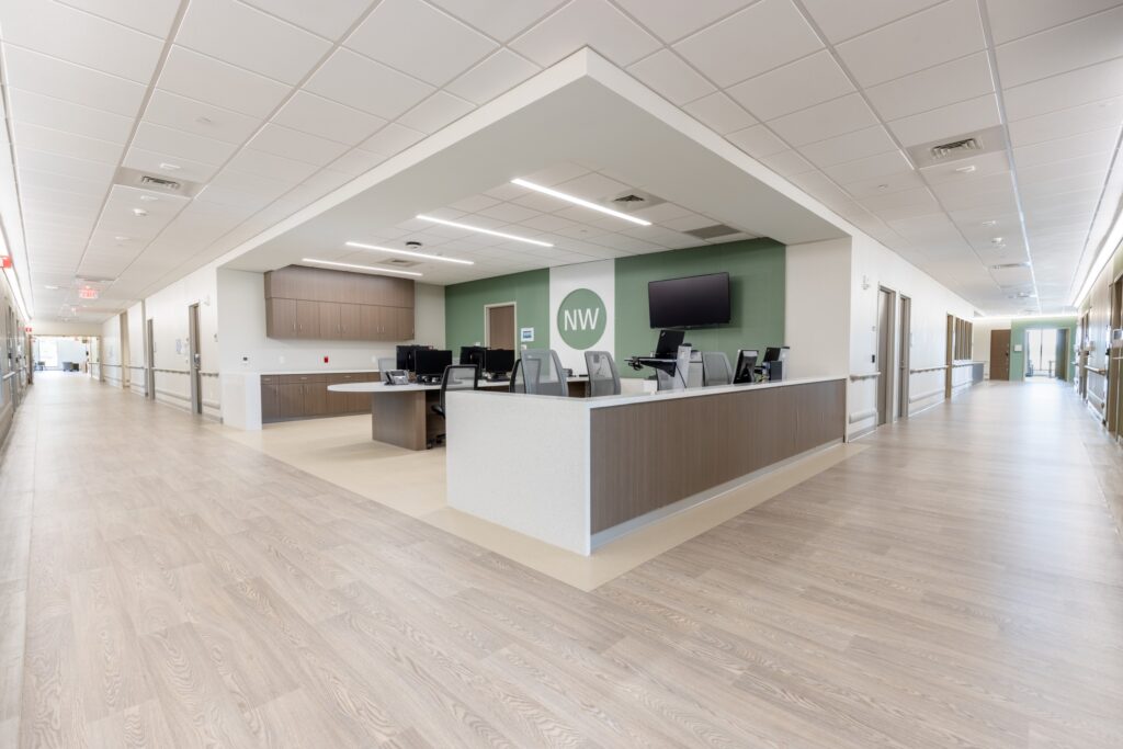 Nurses station for inpatient rehabilitation at Good Shepherd Rehabilitation Hospital