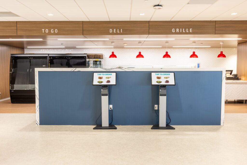 Ordering kiosks in the Bistro at Good Shepherd Rehabilitation Hospital